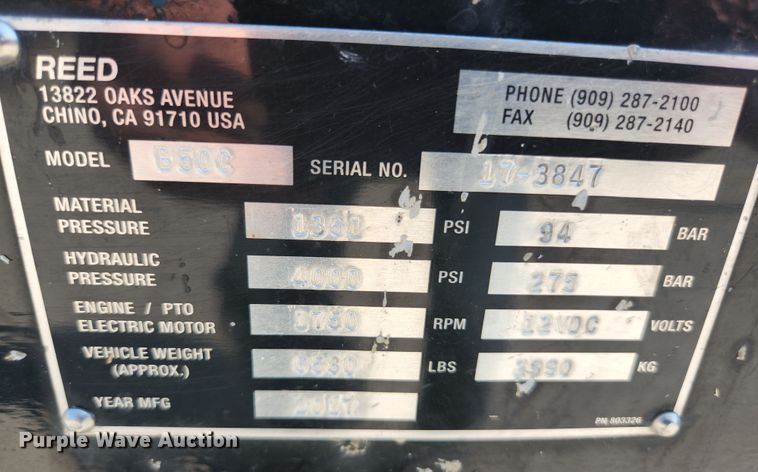 image for item MU9233 2017 Reed B50C  concrete pump trailer