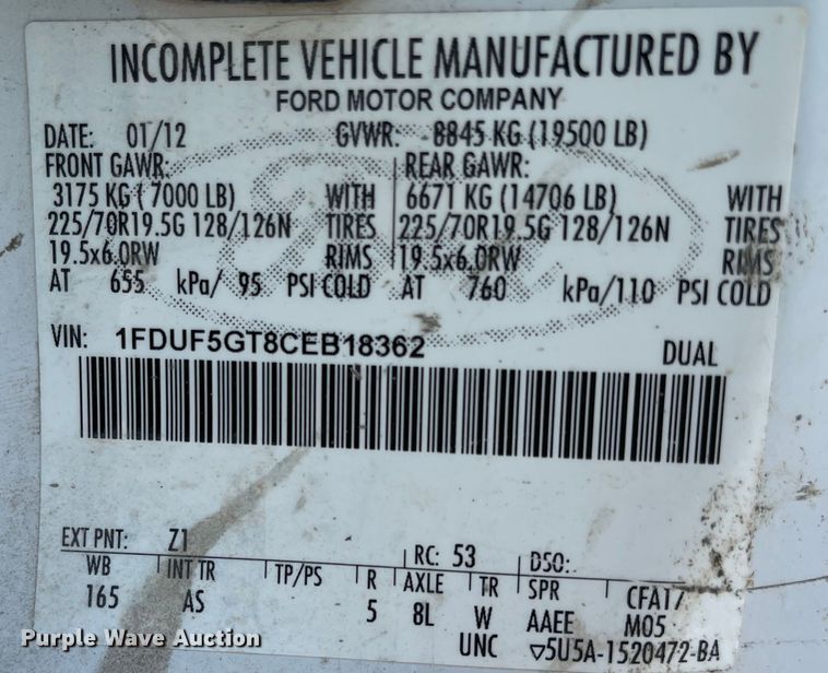 image for item MU9235 2012 Ford F550 Super Duty XL  flatbed truck