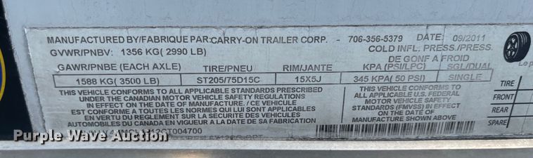 image for item MU9238 2012 Carry-On  enclosed cargo trailer
