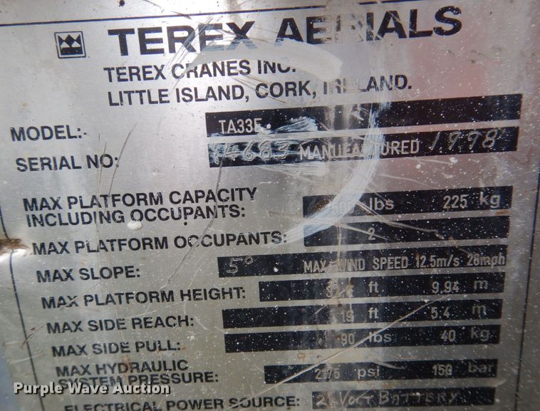 image for item MU9755 1998 Terex TA33E  boom lift