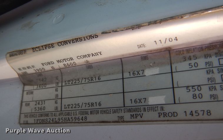 image for item DM3120 2005 Ford E250  van