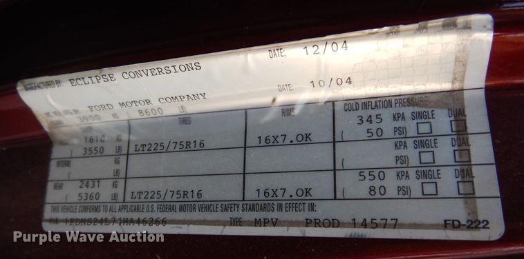 image for item DM3122 2005 Ford E250  van