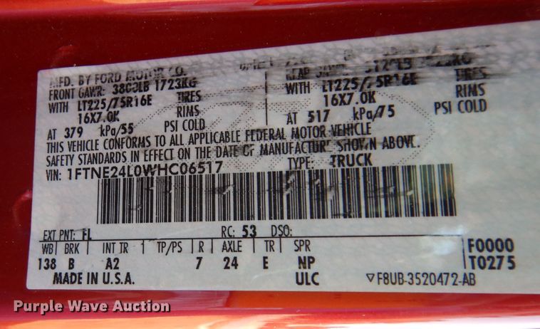 image for item DM3123 1998 Ford E250  van