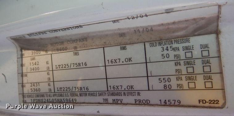 image for item DM3125 2005 Ford E250  van