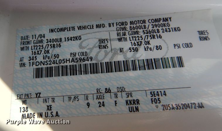 image for item DM3125 2005 Ford E250  van