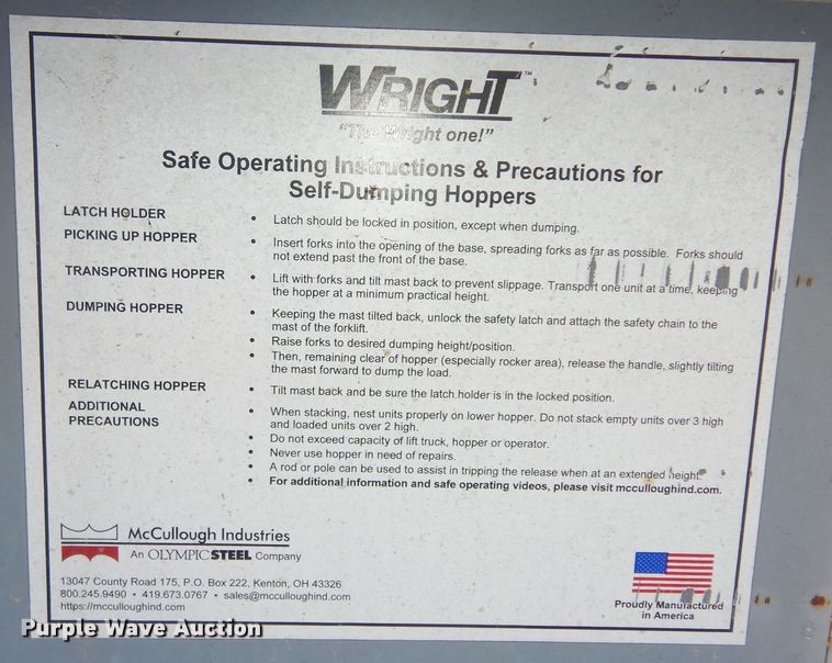 image for item DM3163 (2) Wright self dumping hoppers