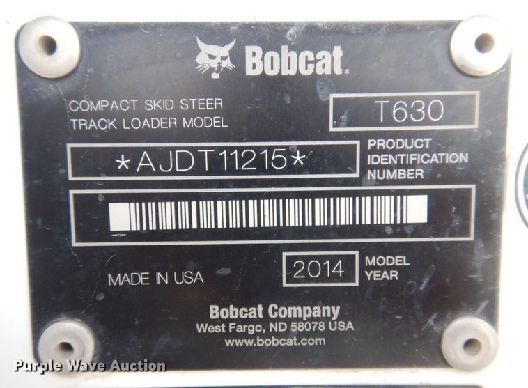 image for item DP0338 2014 Bobcat T630  tracked skid steer loader