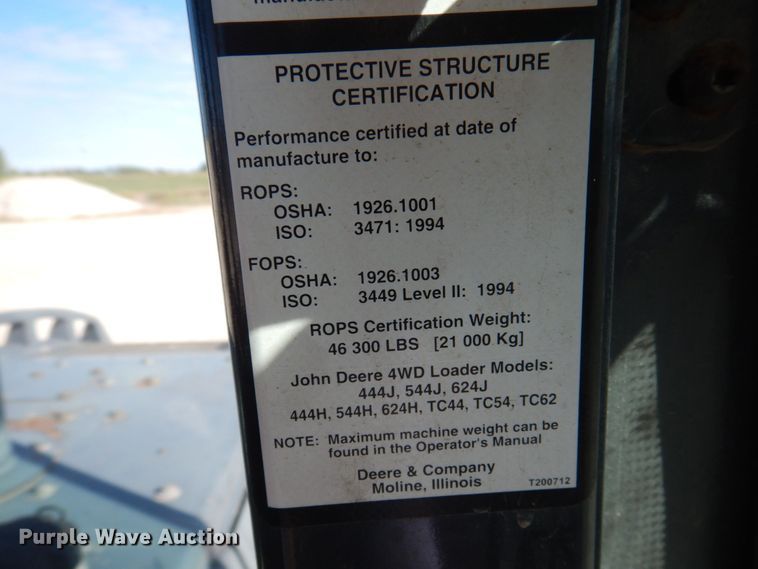 image for item DP0344 2008 John Deere 444J  high lift wheel loader