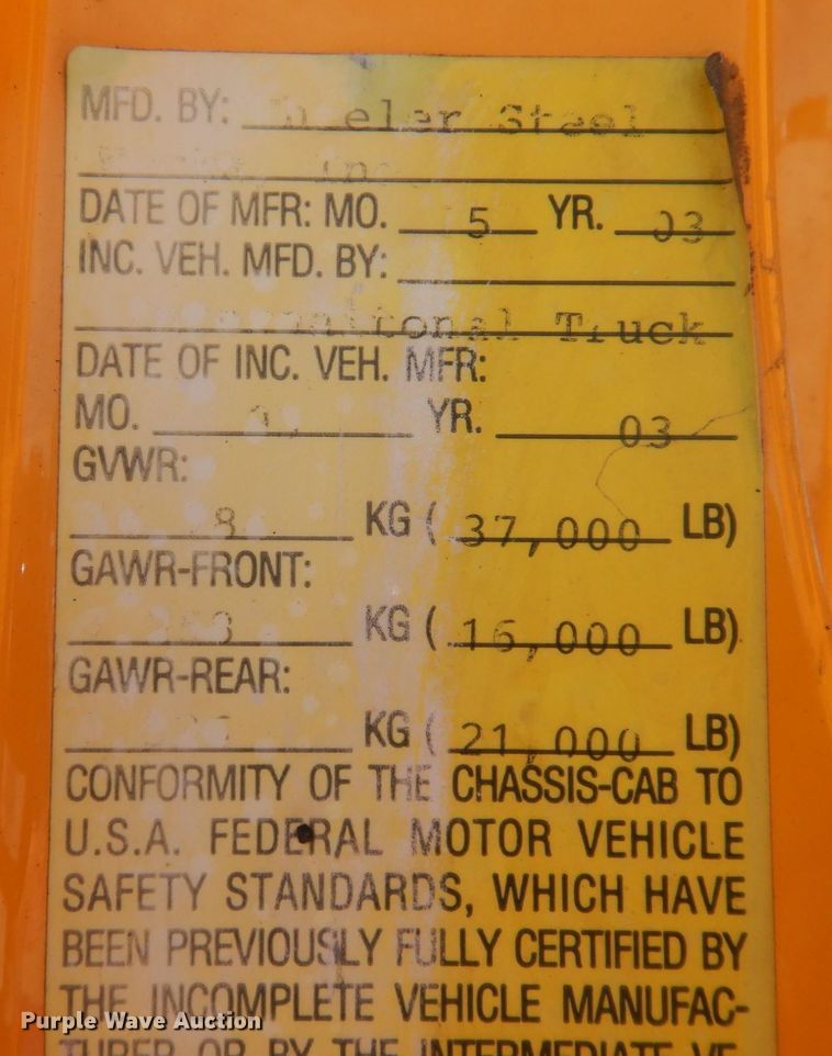 image for item DP0348 2003 International 7400  Crew Cab dump truck