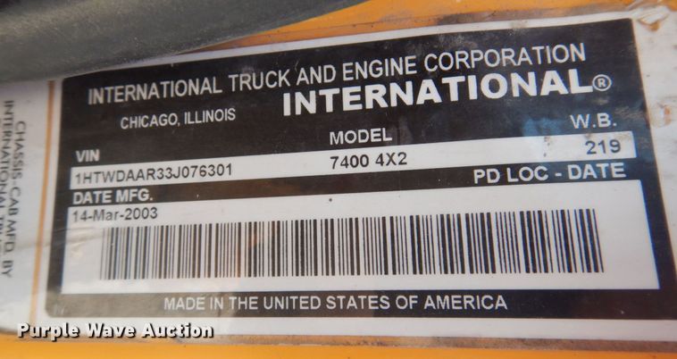 image for item DP0348 2003 International 7400  Crew Cab dump truck