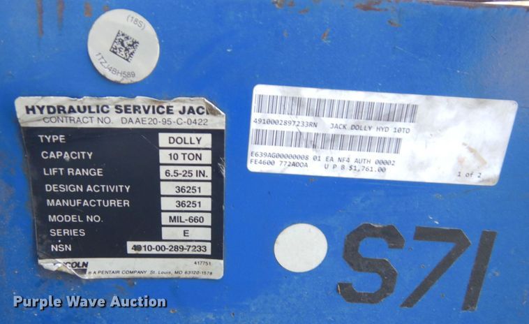 image for item DS1436 Lincoln MIL-660  floor jack