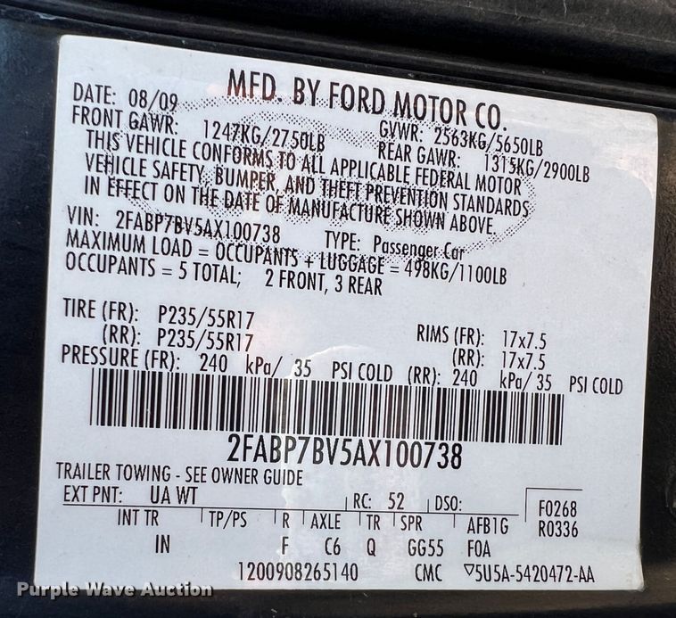 image for item IA9150 2010 Ford Crown Victoria Police Intereptor