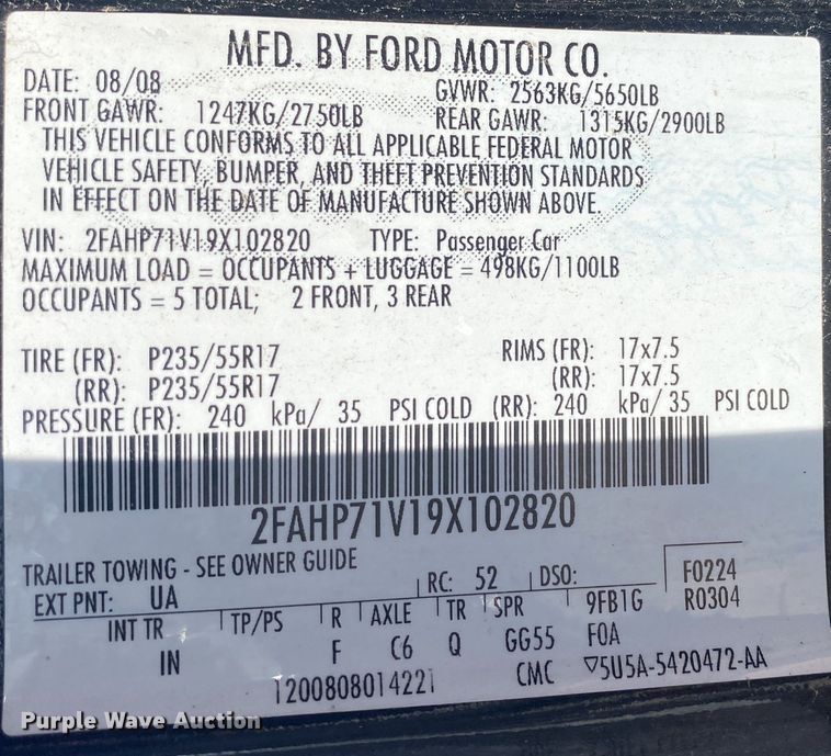 image for item IG9772 2009 Ford Crown Victoria Police Interceptor