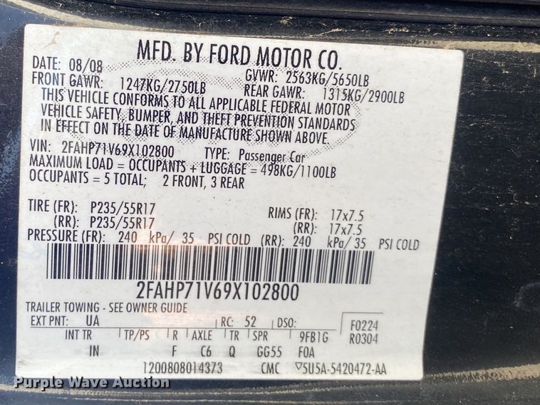 image for item IG9773 2009 Ford Crown Victoria Police Interceptor