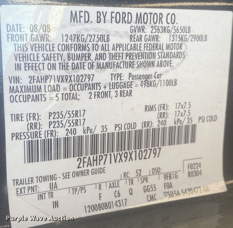 image for item IG9774 2009 Ford Crown Victoria Police Interceptor