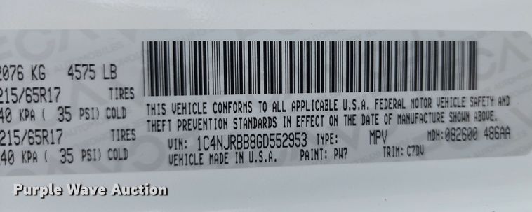 image for item JB9065 2016 Jeep Patriot  SUV