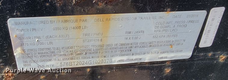 image for item JC9591 2016 DCT EZ-Load-14  tilt deck equipment trailer