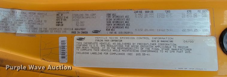 image for item JC9595 2001 Sterling LT4500  semi truck