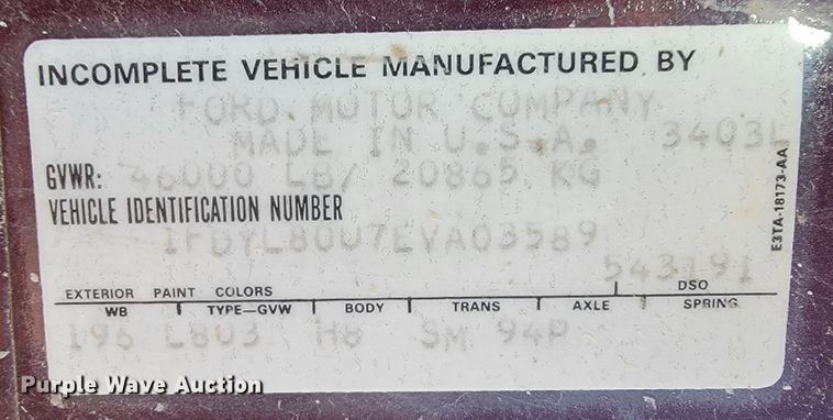 image for item JC9612 1984 Ford FT8000  drilling rig truck