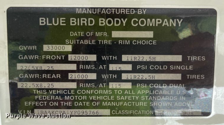 image for item JD9336 2000 Blue Bird  school bus