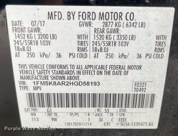 image for item JF9082 2017 Ford Explorer Police Interceptor  SUV