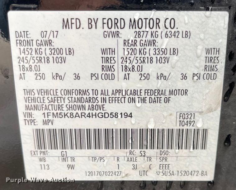 image for item JF9083 2017 Ford Explorer Police Interceptor  SUV