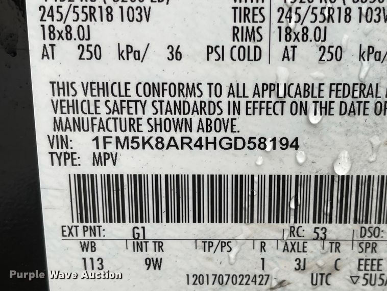 image for item JF9083 2017 Ford Explorer Police Interceptor  SUV