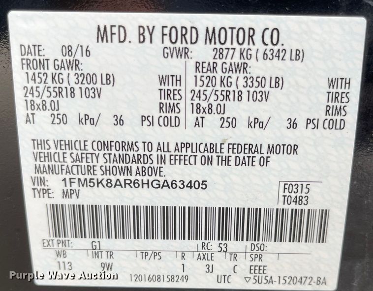 image for item JF9084 2017 Ford Explorer Police Interceptor  SUV