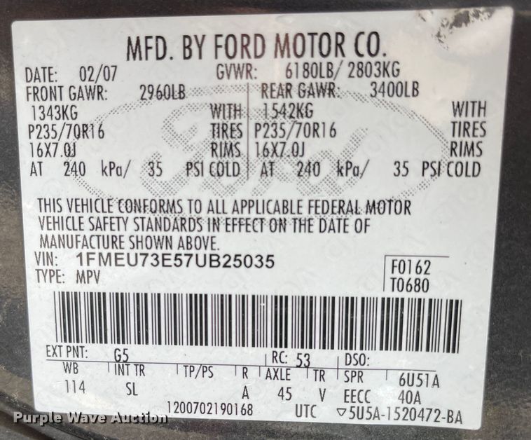 image for item JF9086 2007 Ford Explorer  SUV