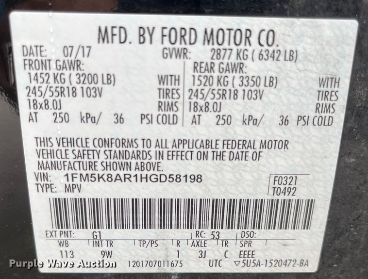 image for item JF9087 2017 Ford Explorer Police Interceptor  SUV