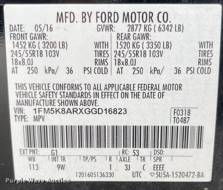 image for item JF9088 2016 Ford Explorer Police Interceptor  SUV