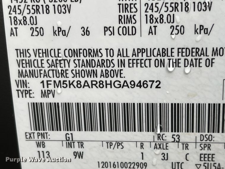 image for item JF9090 2017 Ford Explorer Police Interceptor  SUV