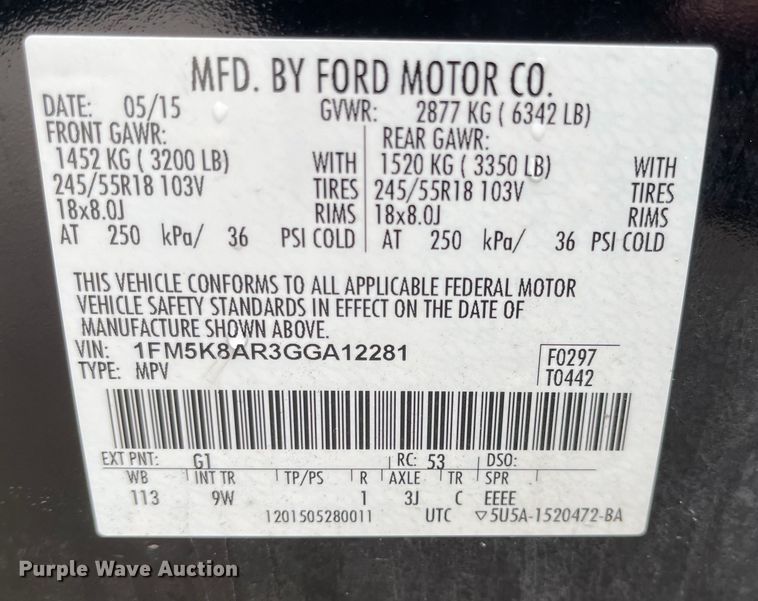 image for item JF9091 2016 Ford Explorer Police Interceptor  SUV