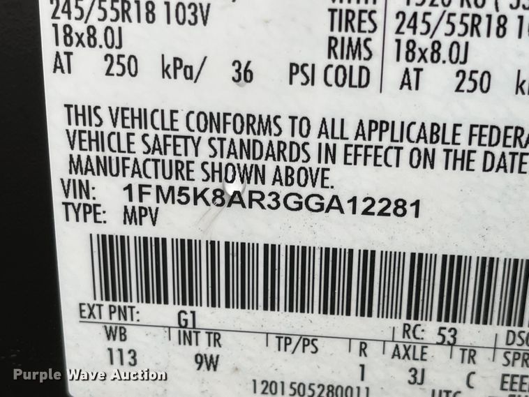 image for item JF9091 2016 Ford Explorer Police Interceptor  SUV