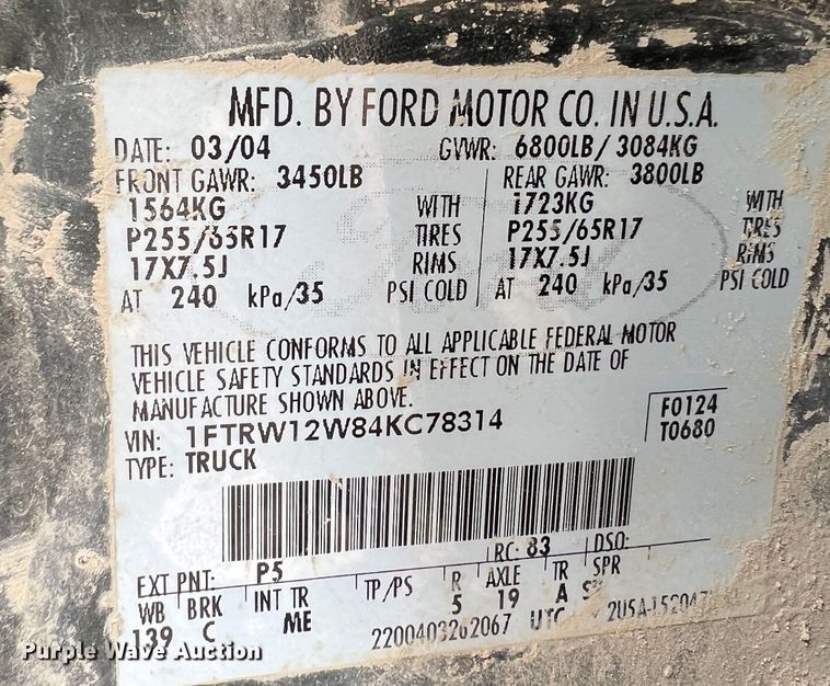 image for item JX9272 2004 Ford F150  SuperCrew pickup truck