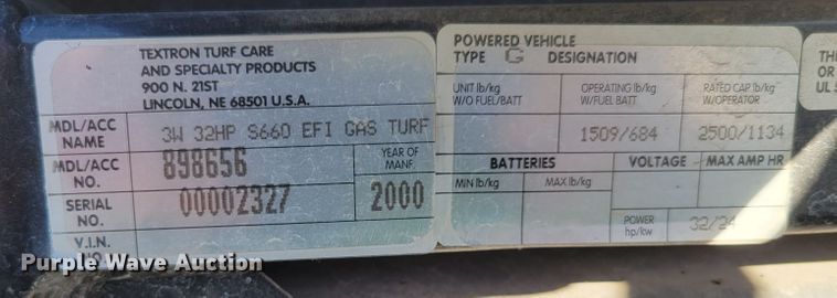 image for item JZ9138 2000 Cushman Turf Truckster 898656  utility vehicle