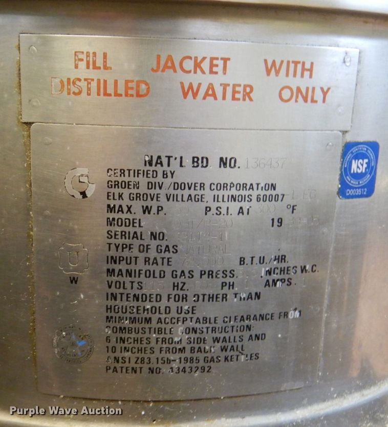 image for item KD9921 1989 Groen DHT/P-20  steam kettle