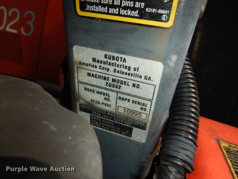 image for item KF9243 Kubota ZG332  ZTR lawn mower