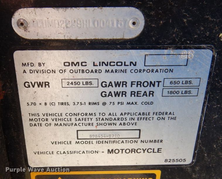 image for item KF9466 1991 Cushman Trusckster  utility vehicle