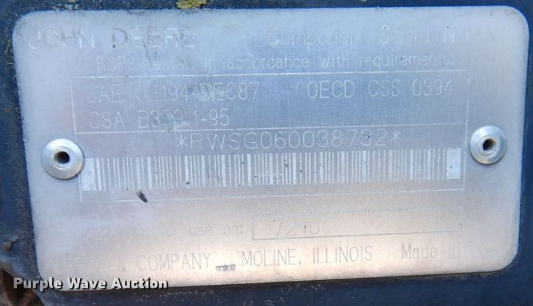 image for item KF9492 2000 John Deere 7210  tractor