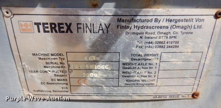 image for item KF9504 2009 Terex Finlay 663W  screening plant