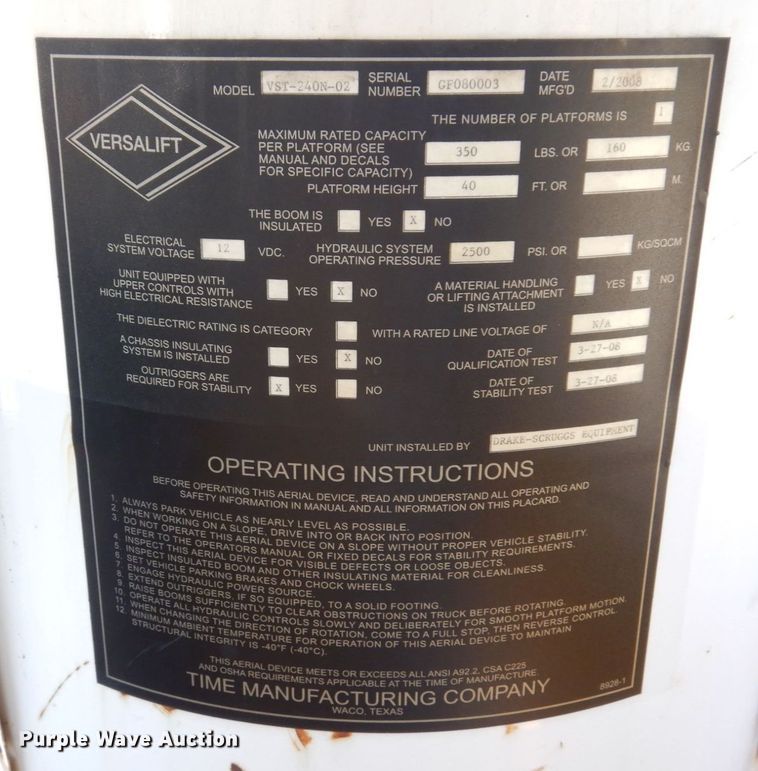 image for item KF9509 2008 Ford F550 Super Duty XL  bucket truck