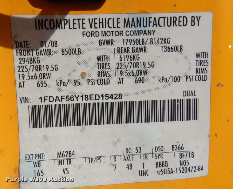 image for item KF9509 2008 Ford F550 Super Duty XL  bucket truck