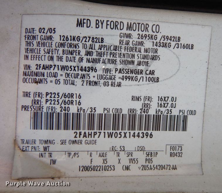 image for item KF9513 2005 Ford Crown Victoria Police Interceptor