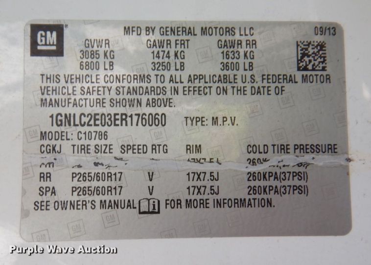 image for item KF9514 2014 Chevrolet Tahoe Police  SUV