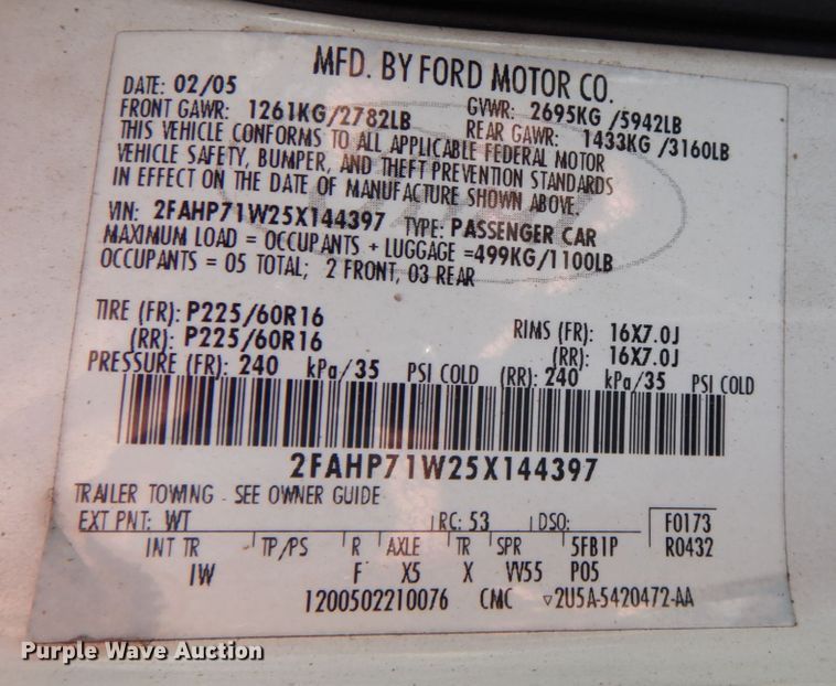 image for item KF9515 2005 Ford Crown Victoria Police Interceptor