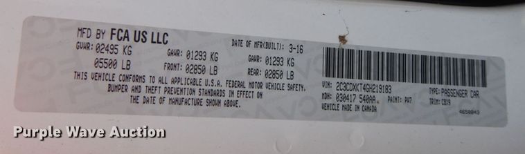 image for item KF9516 2016 Dodge Charger Police