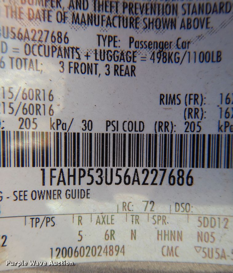 image for item KP9009 2006 Ford Taurus