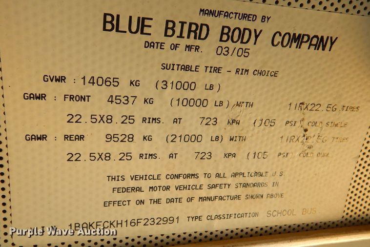 image for item LB9989 2006 Blue Bird  school bus