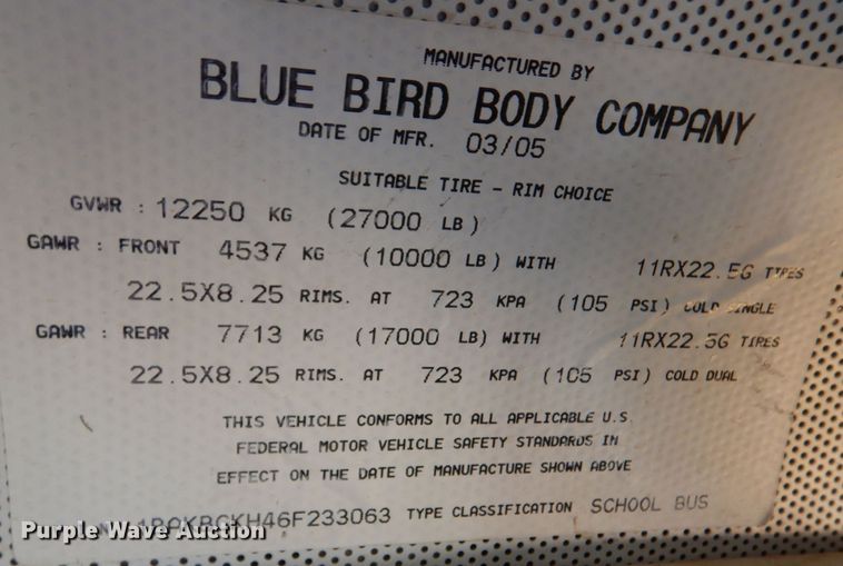 image for item LB9990 2006 Blue Bird  school bus